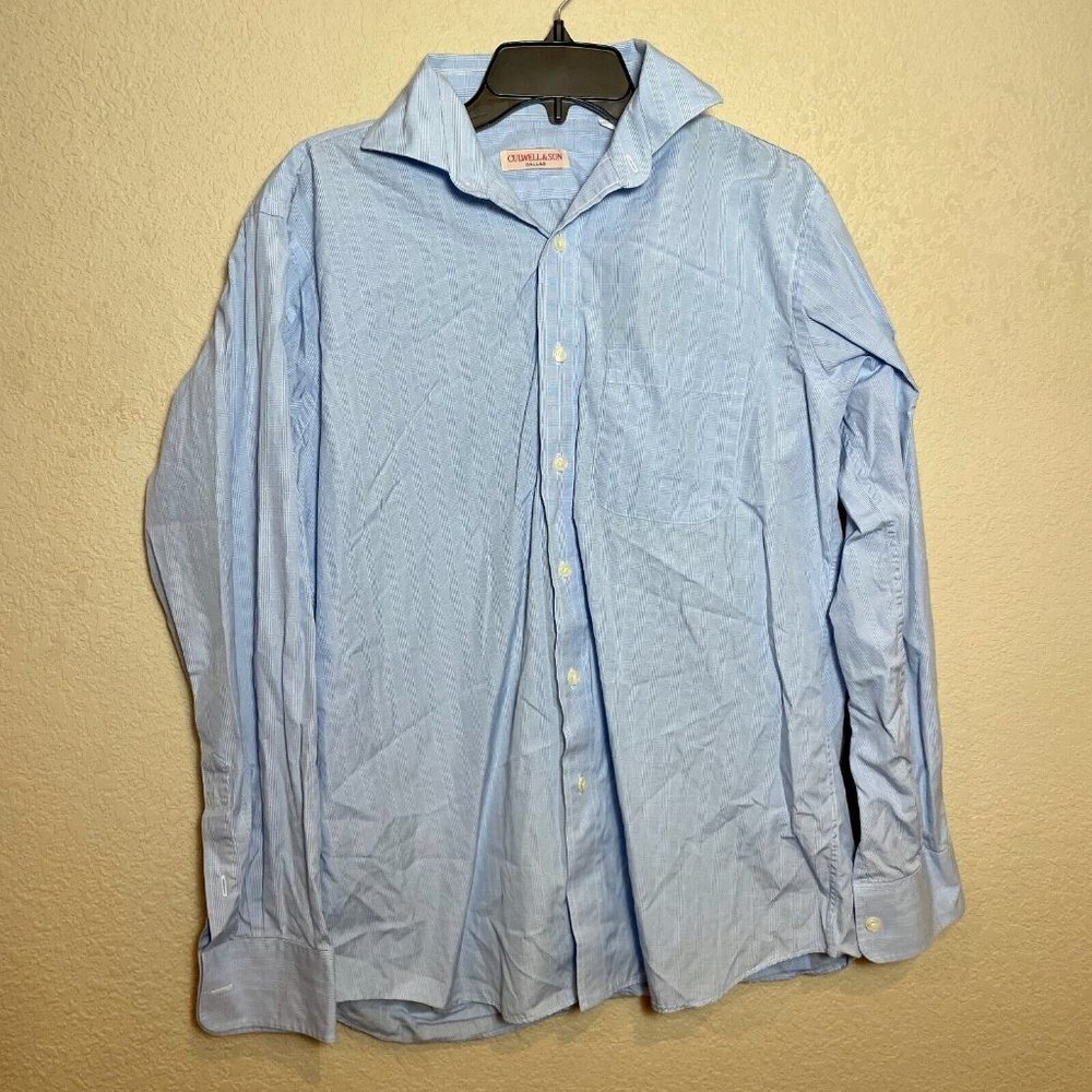 Culwell‎ & Son Button Up Dress Shirt Mens 15.5 34 Blue Plaid Long Sleeve Formal